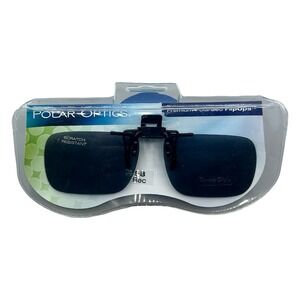 Polar Optics Premium Polarized Flipups Gray Rectangle Clip On Sunglasses 58 Rec